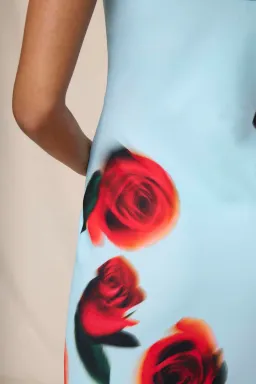 By Johnny Sky Rose Midi Dress in Blue Red Black size 8 for rent on The Volte - image 8