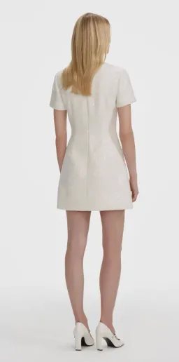 Self-Portrait Cream Sequin Bouclé Bow Mini Dress – Size 8 for rent on The Volte - image 4