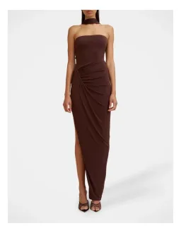 By Johnny Claire Strapless Drape Dress in Brown size 10 for rent on The Volte - image 1