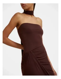 By Johnny Claire Strapless Drape Dress in Brown size 10 for rent on The Volte - image 7