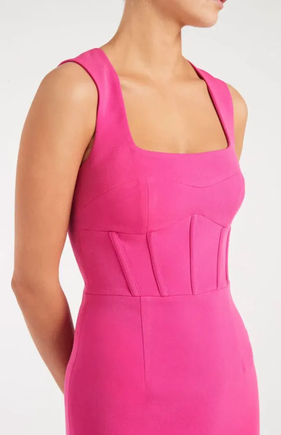 Rebecca Vallance Rosanna Hot Pink Midi Dress – Size 10 for rent on The Volte - main image