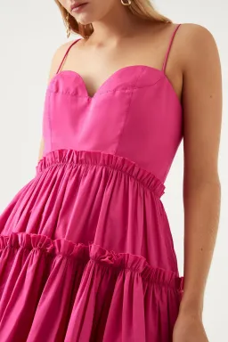 Aje Maya Tiered Mini Dress in Fuchsia size 8 for rent on The Volte - image 3
