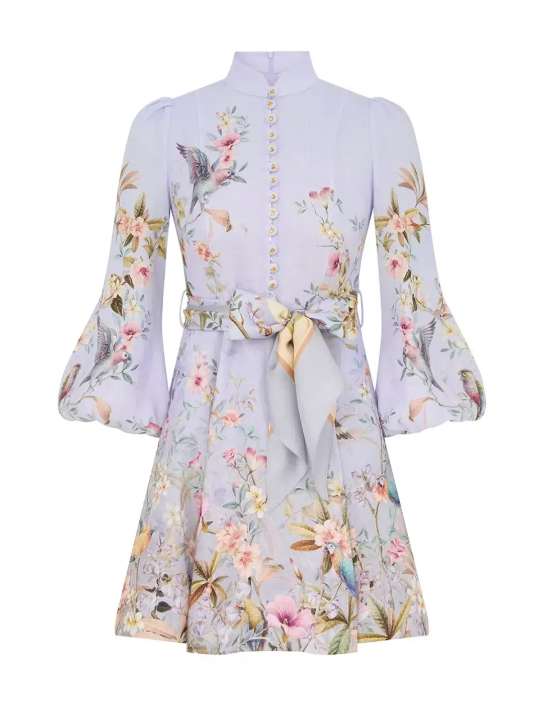 Zimmermann Rebellion Button Mini Dress in Blue Aviary Size 0 / AU 8 for rent on The Volte - main image