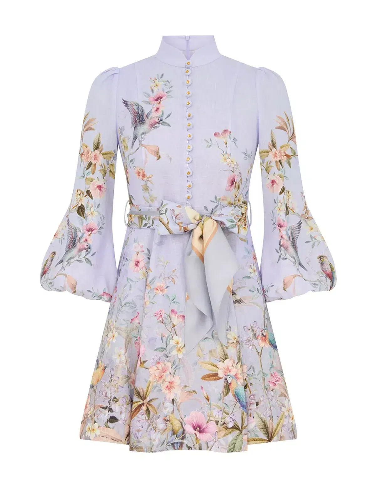 Zimmermann Rebellion Button Mini Dress in Blue Aviary Size 0 / AU 8 - Image 2