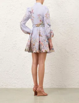 Zimmermann Rebellion Button Mini Dress in Blue Aviary Size 0 / AU 8 for rent on The Volte - image 3