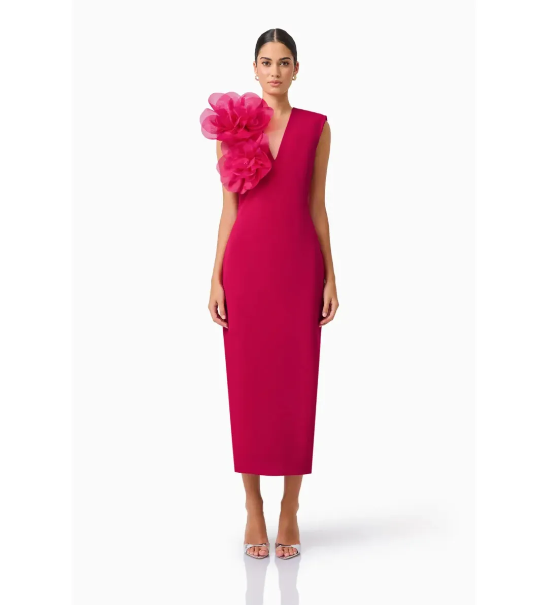 Elliatt Verdessa V-Neck Maxi Dress in Raspberry Pink Size M/AU 10 for rent on The Volte - main image