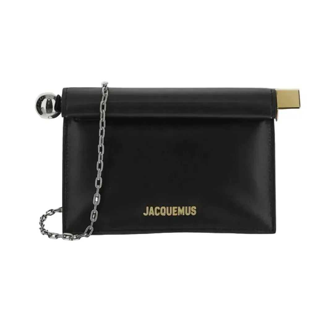 JACQUEMUS BLACK ROND CARRÉ SMALL CLUTCH BAG for rent on The Volte - main image