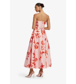 Leo Lin Lynn Jacquard Bustier Midi Dress in Magnolia Print Size 10 for rent on The Volte - image 2