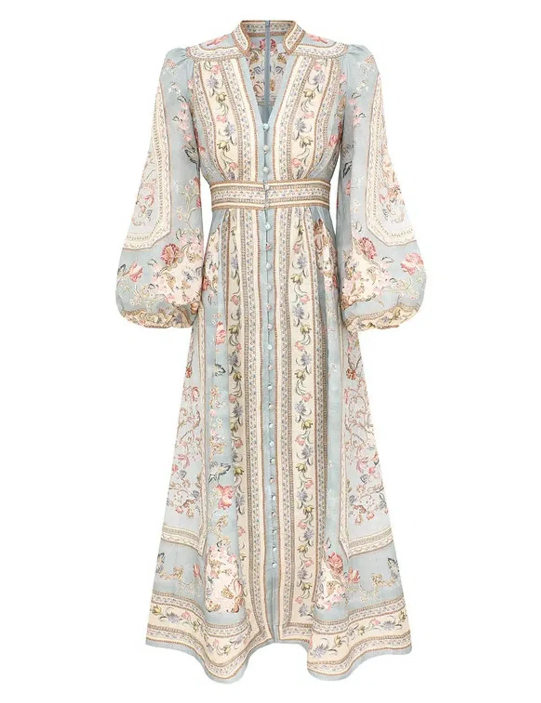 ZIMMERMANN ROSELIGHT PLUNGE MIDI DRESS SIZE 1 for rent on The Volte - main image