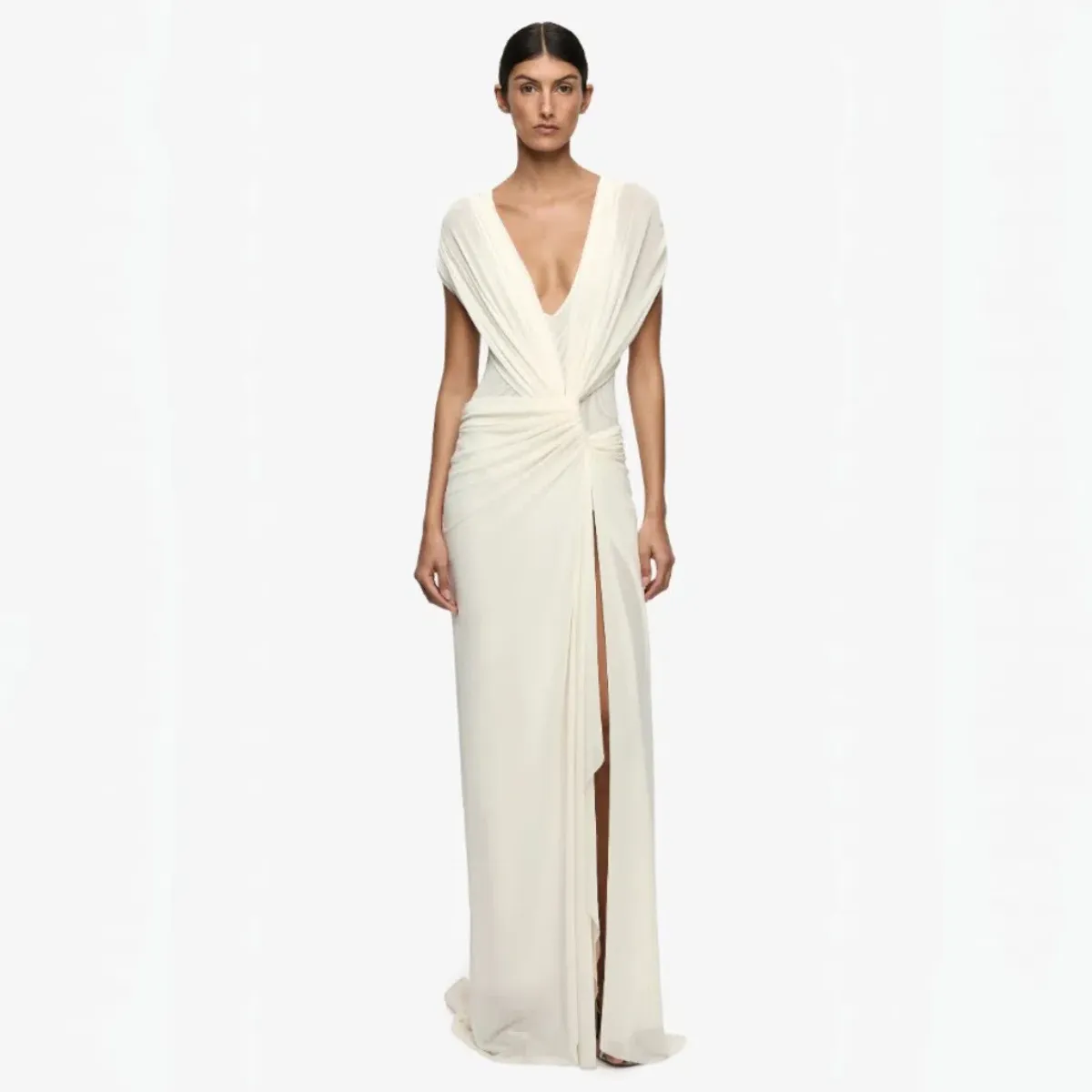 Bec & Bridge Leia Drape Gown In Buttercream Size 8 - Image 1