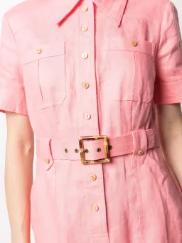 Zimmermann Poppy Belted Linen Mini Shirt Dress Pink – Size 1 / AU 10 for rent on The Volte - image 4