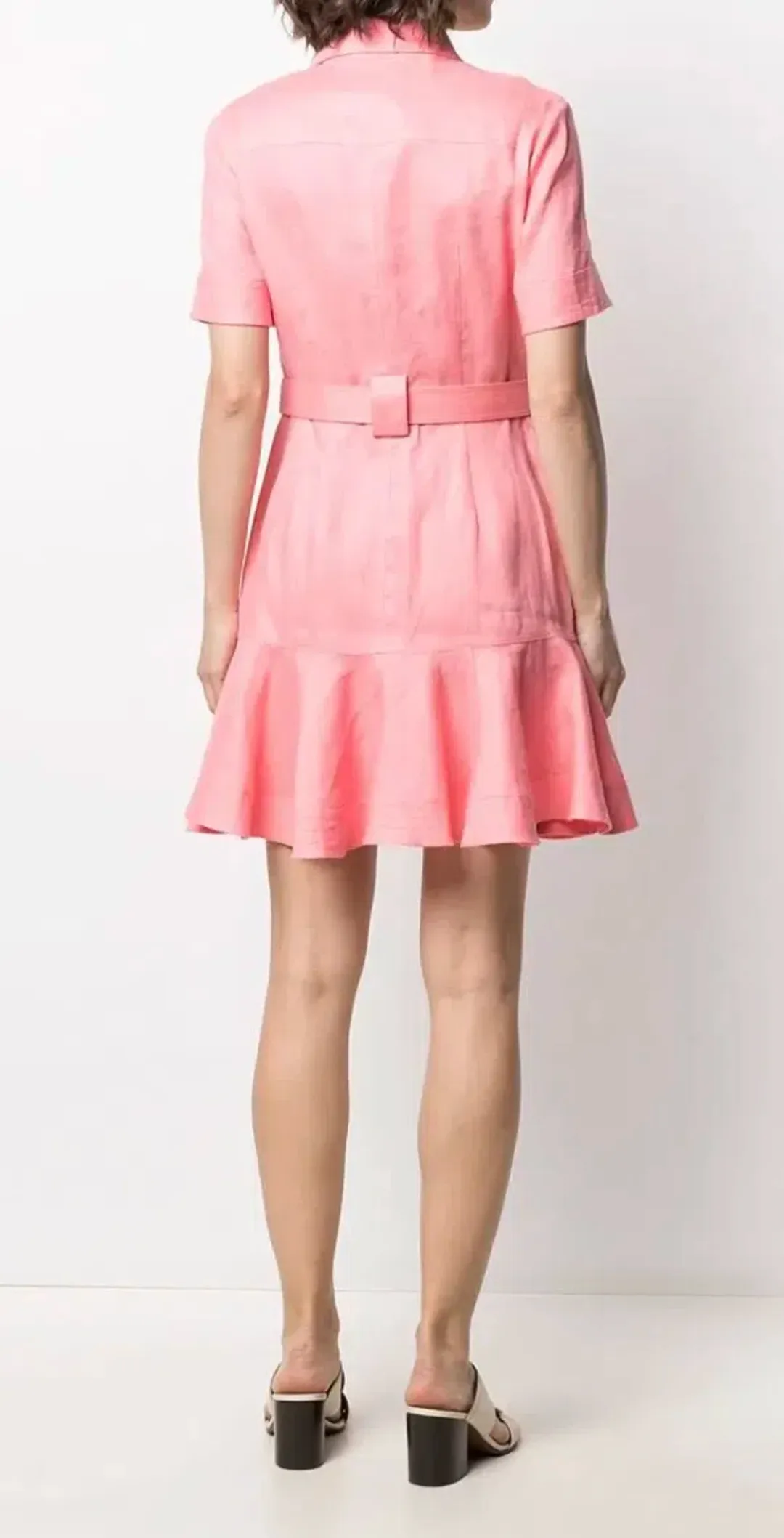 Zimmermann Poppy Belted Linen Mini Shirt Dress Pink – Size 1 / AU 10 for rent on The Volte - main image