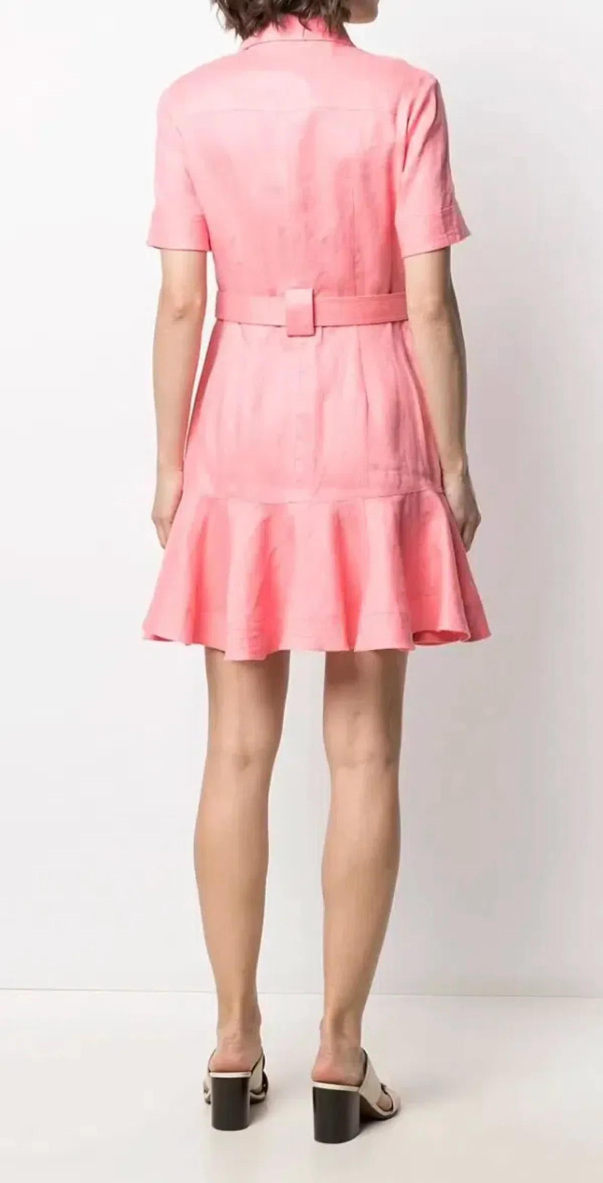 Zimmermann Poppy Belted Linen Mini Shirt Dress Pink – Size 1 / AU 10 - Image 3