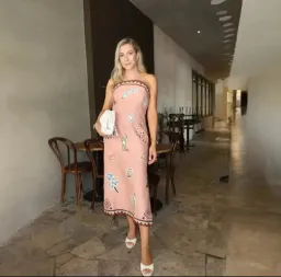 ALEMAIS Laurence Exclusive Midi Dress Pink Print Size 6 AU for rent on The Volte - image 9