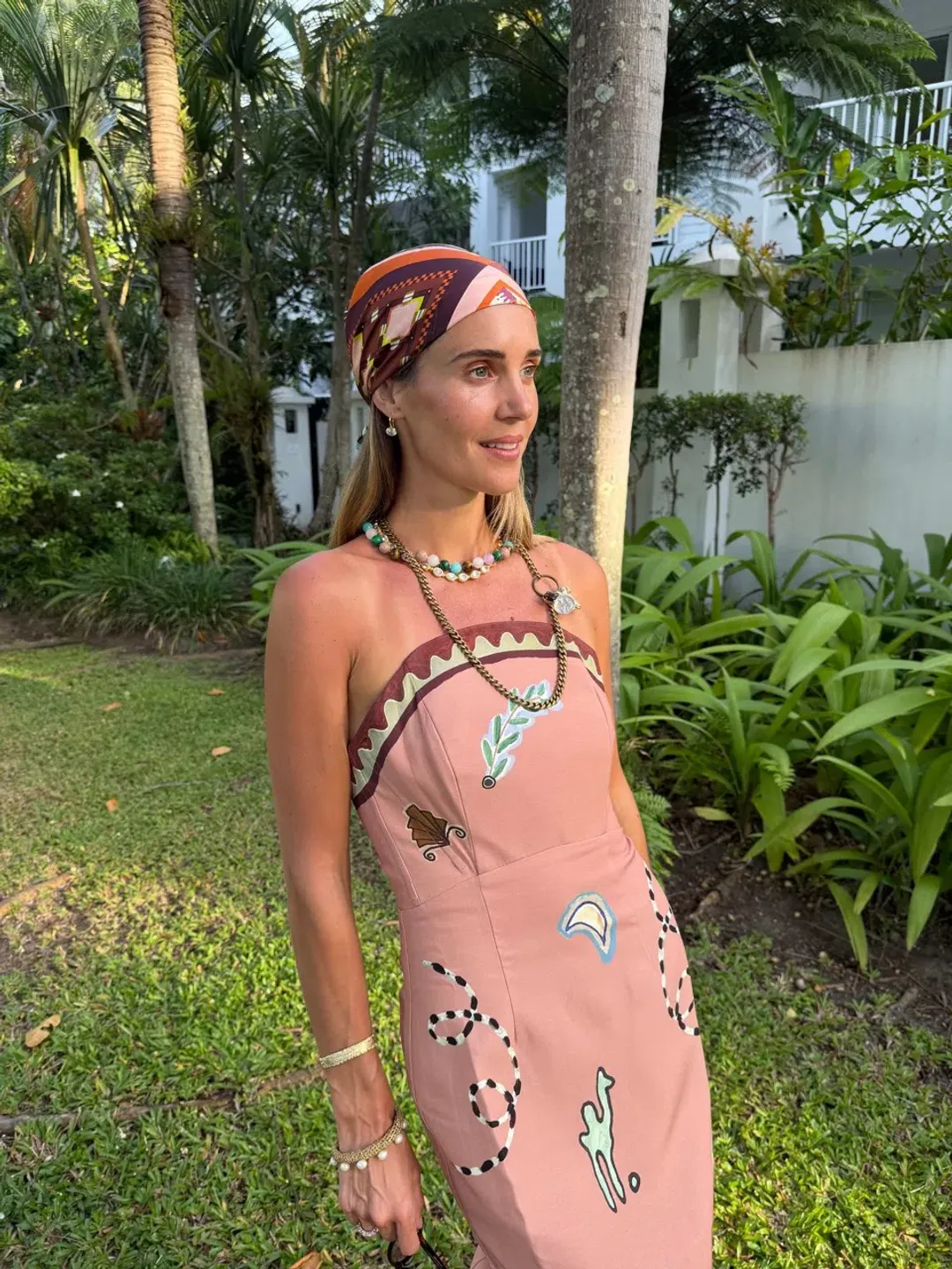 ALEMAIS Laurence Exclusive Midi Dress Pink Print Size 6 AU for rent on The Volte - main image