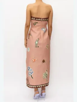 ALEMAIS Laurence Exclusive Midi Dress Pink Print Size 6 AU for rent on The Volte - image 11