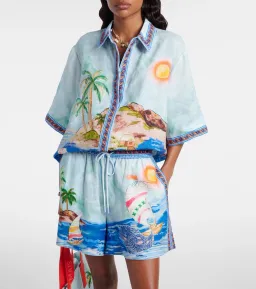 ALEMAIS Island Exclusive Shirt & Short Set Blue Print Size 8 AU for rent on The Volte - image 2