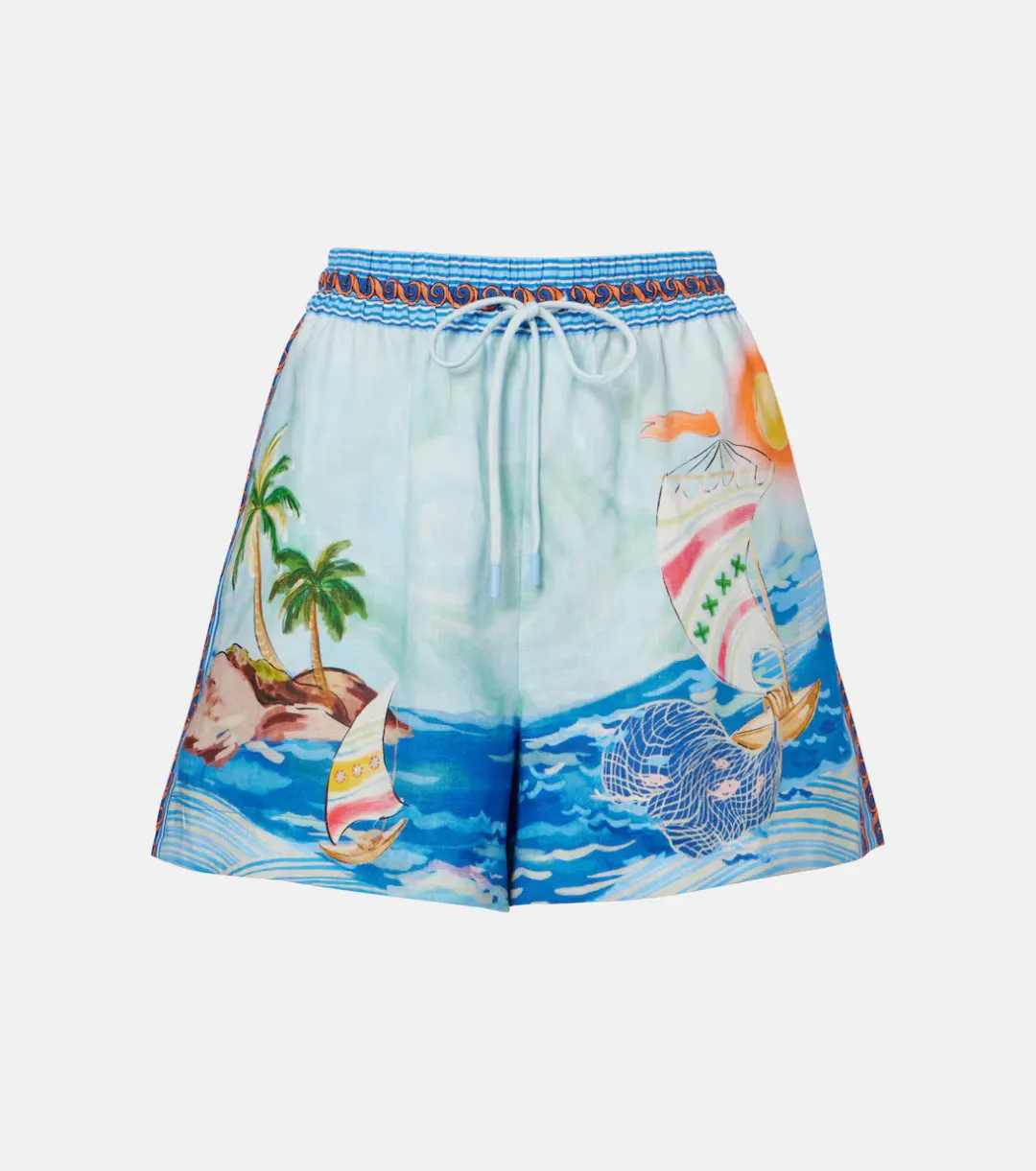 ALEMAIS Island Exclusive Shirt & Short Set Blue Print Size 8 AU for rent on The Volte - main image