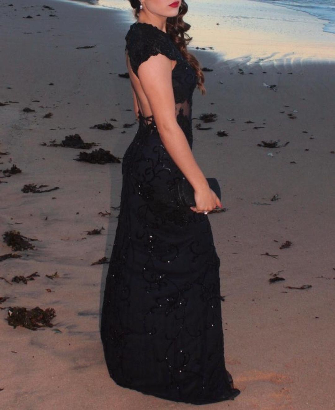 Mac Duggal Sheer Illusion Bateau Neckline Grown Black Size 4 for rent on The Volte - main image