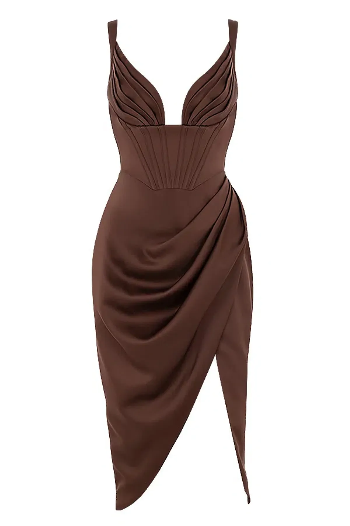 House of CB Faye Satin Corset Midi Dress Brown Size S / Au 6 - Image 5