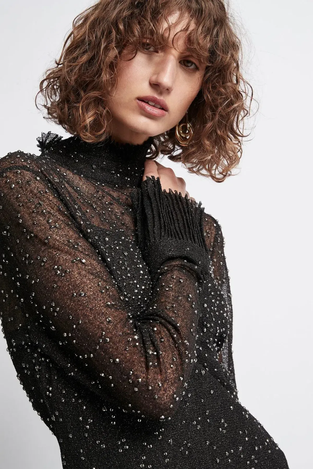 Aje Rebellion Embellished Frill Midi Dress Onyx Size 8 - Image 2