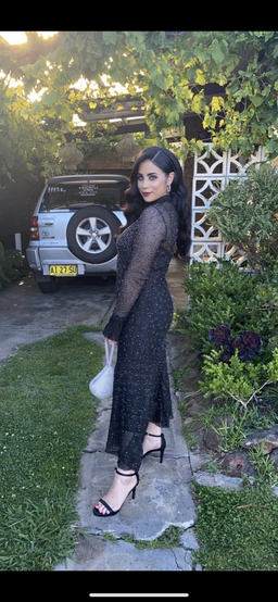 Aje Rebellion Embellished Frill Midi Dress Onyx Size 8 for rent on The Volte - image 4