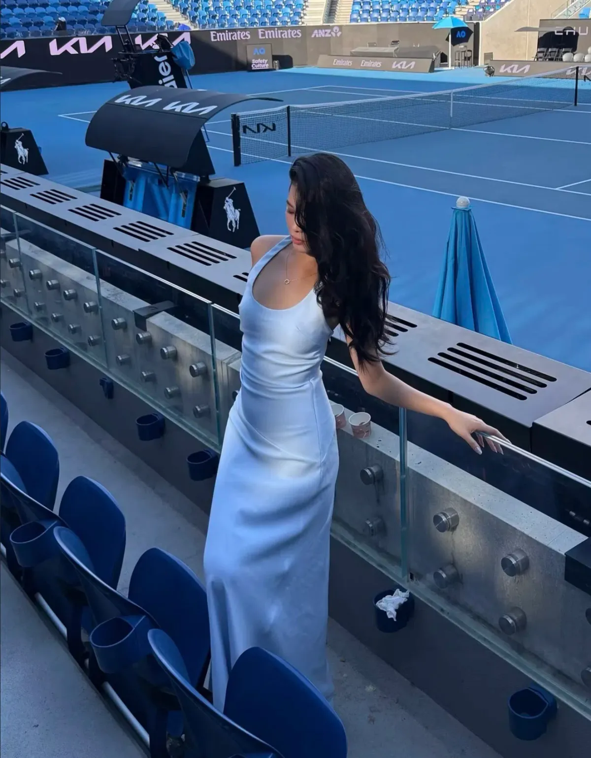 Kookai Baby Blue Halter Maxi Dress for rent on The Volte - main image
