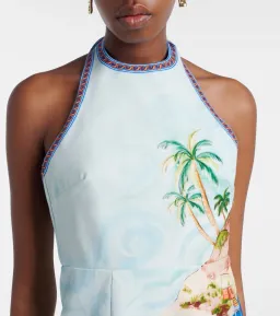 ALEMAIS Island Exclusive Halter Mini Dress Blue Print Size 10 AU for rent on The Volte - image 4