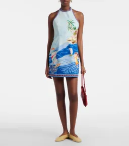 ALEMAIS Island Exclusive Halter Mini Dress Blue Print Size 10 AU for rent on The Volte - image 2