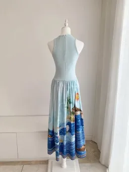 ALEMAIS Island Exclusive Tank Midi Dress Blue Print Size 8 AU for rent on The Volte - image 11