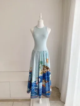 ALEMAIS Island Exclusive Tank Midi Dress Blue Print Size 6 AU for rent on The Volte - image 7