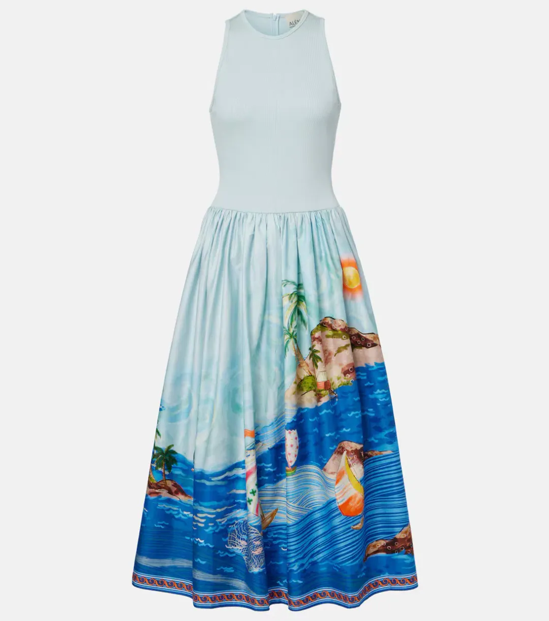 ALEMAIS Island Exclusive Tank Midi Dress Blue Print Size 6 AU for rent on The Volte - main image