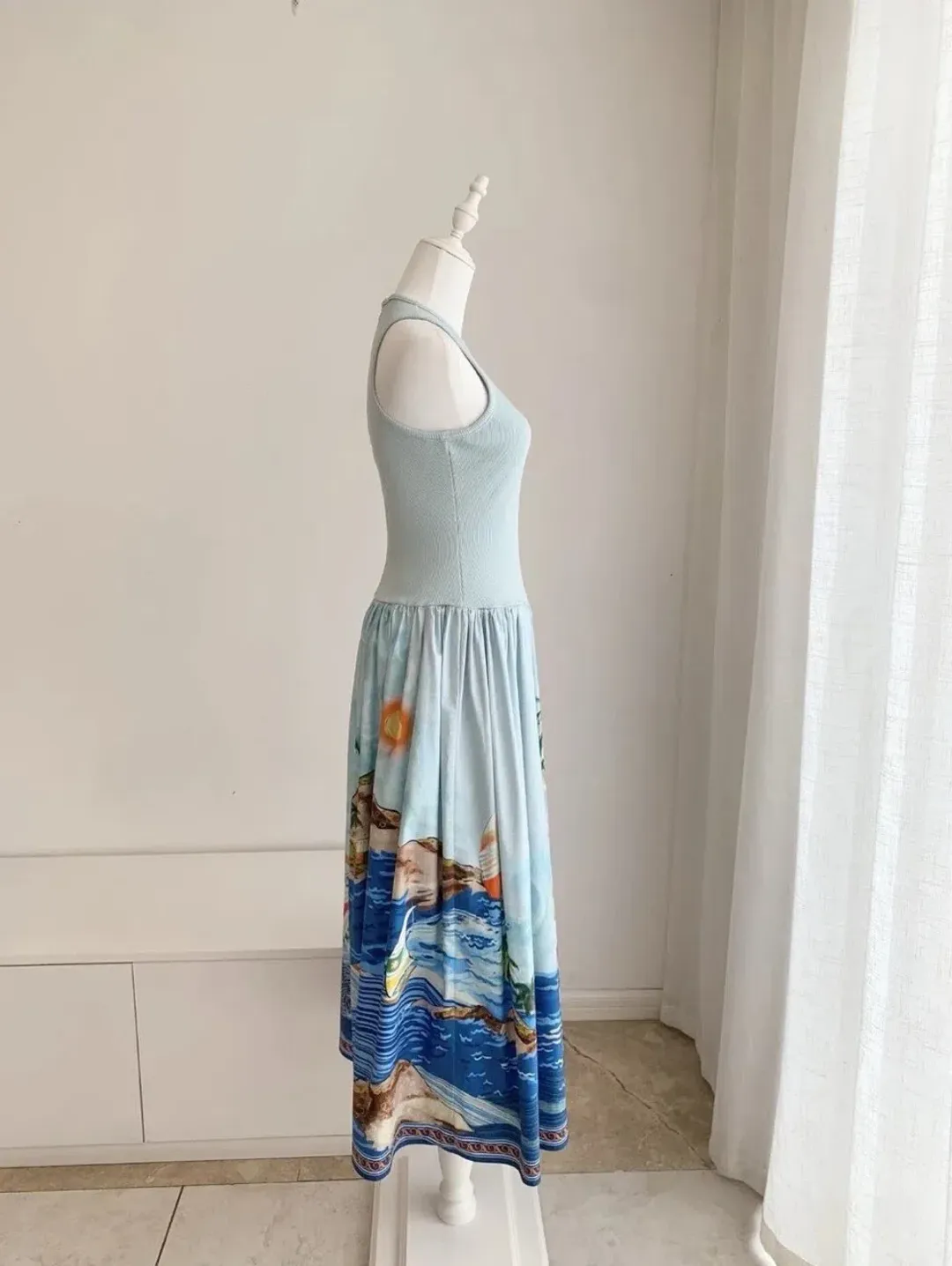 ALEMAIS Island Exclusive Tank Midi Dress Blue Print Size 6 AU for rent on The Volte - main image
