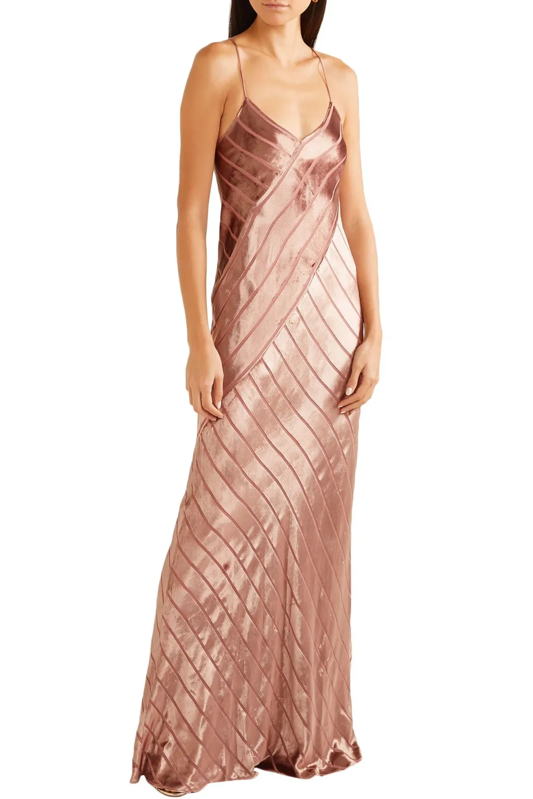 Michelle Mason Open Back Devoré-Velvet Gown in Antique Rose Pink Size 10 for rent on The Volte - main image