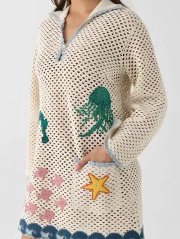 ALEMAIS Splash Crochet Mini Dress Cream Size 8 AU for rent on The Volte - image 2