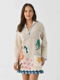ALEMAIS Splash Crochet Mini Dress Cream Size 8 AU for rent on The Volte - image 3