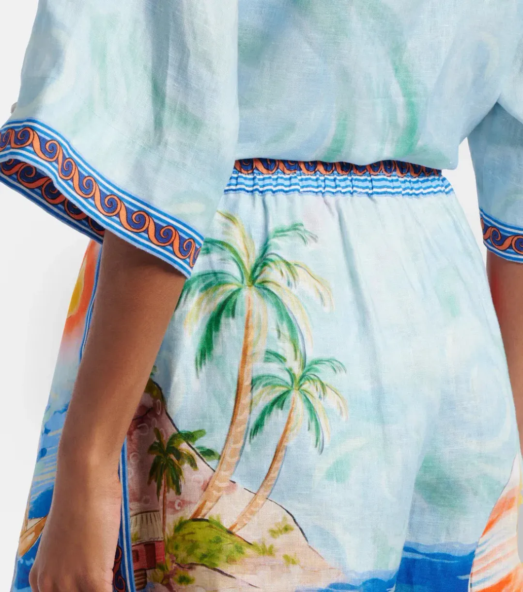 ALEMAIS Island Exclusive Shirt & Short Set Blue Print Size 10 AU for rent on The Volte - main image