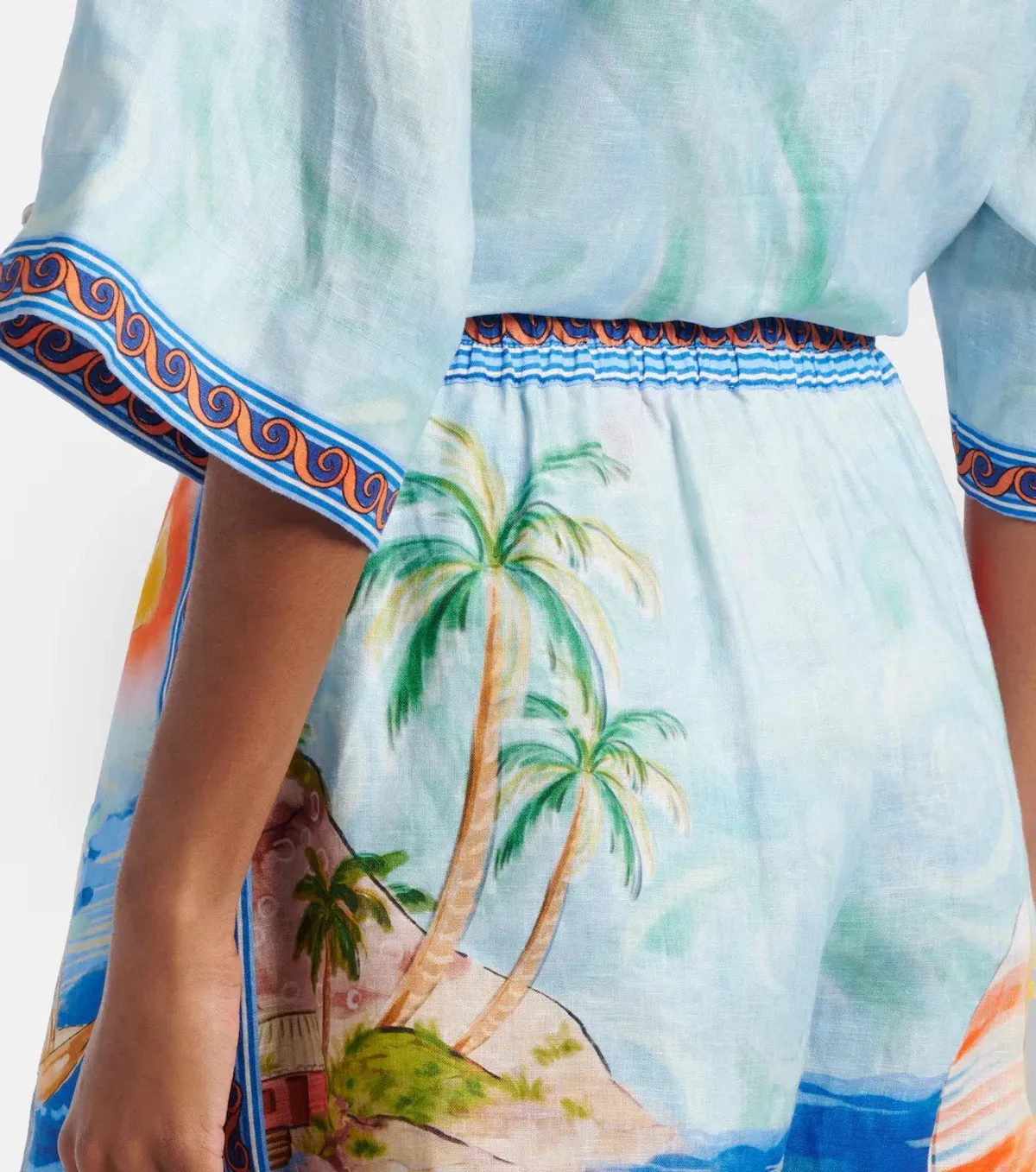 ALEMAIS Island Exclusive Shirt & Short Set Blue Print Size 10 AU - Image 9