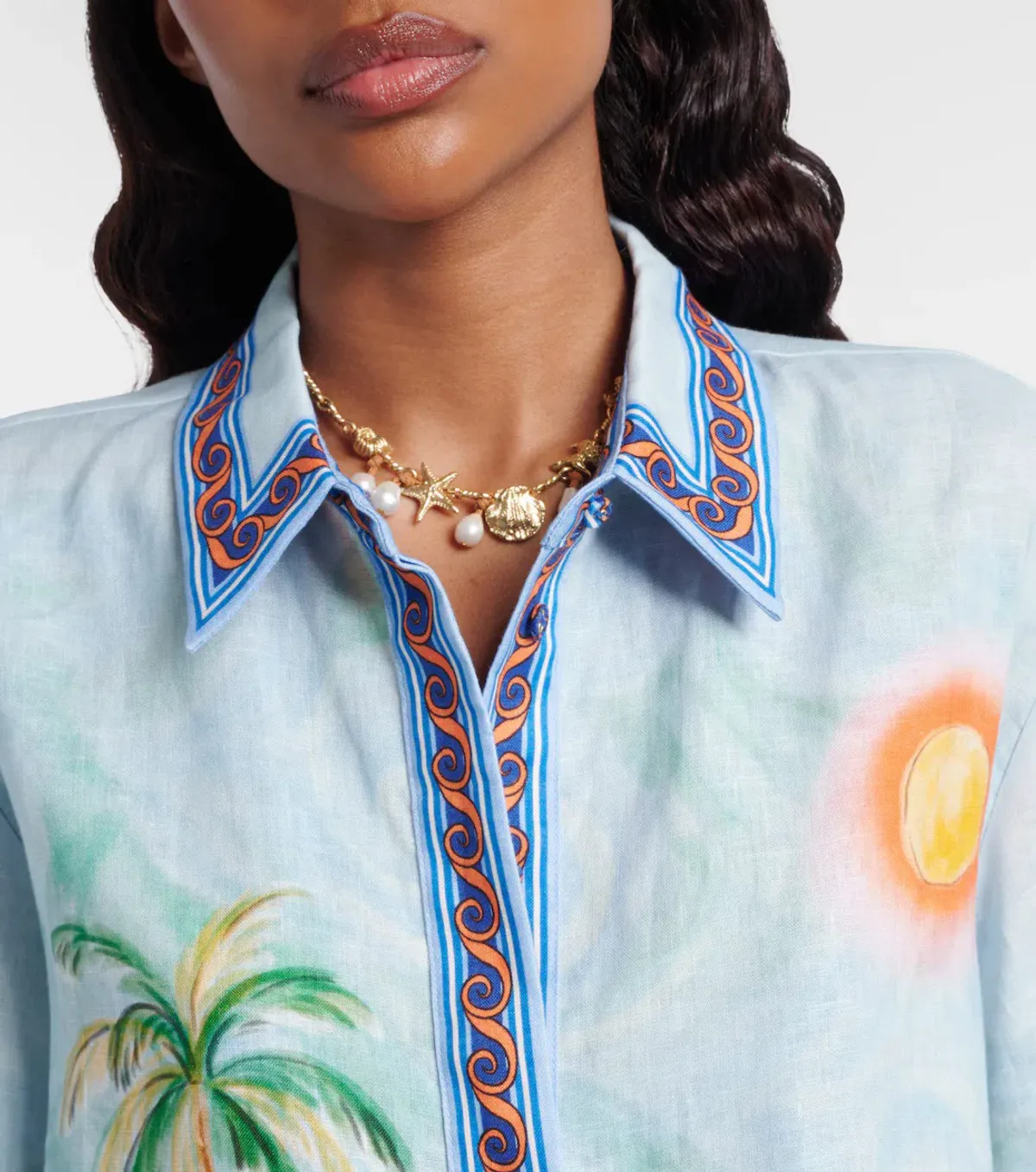 ALEMAIS Island Exclusive Shirt & Short Set Blue Print Size 10 AU - Image 3