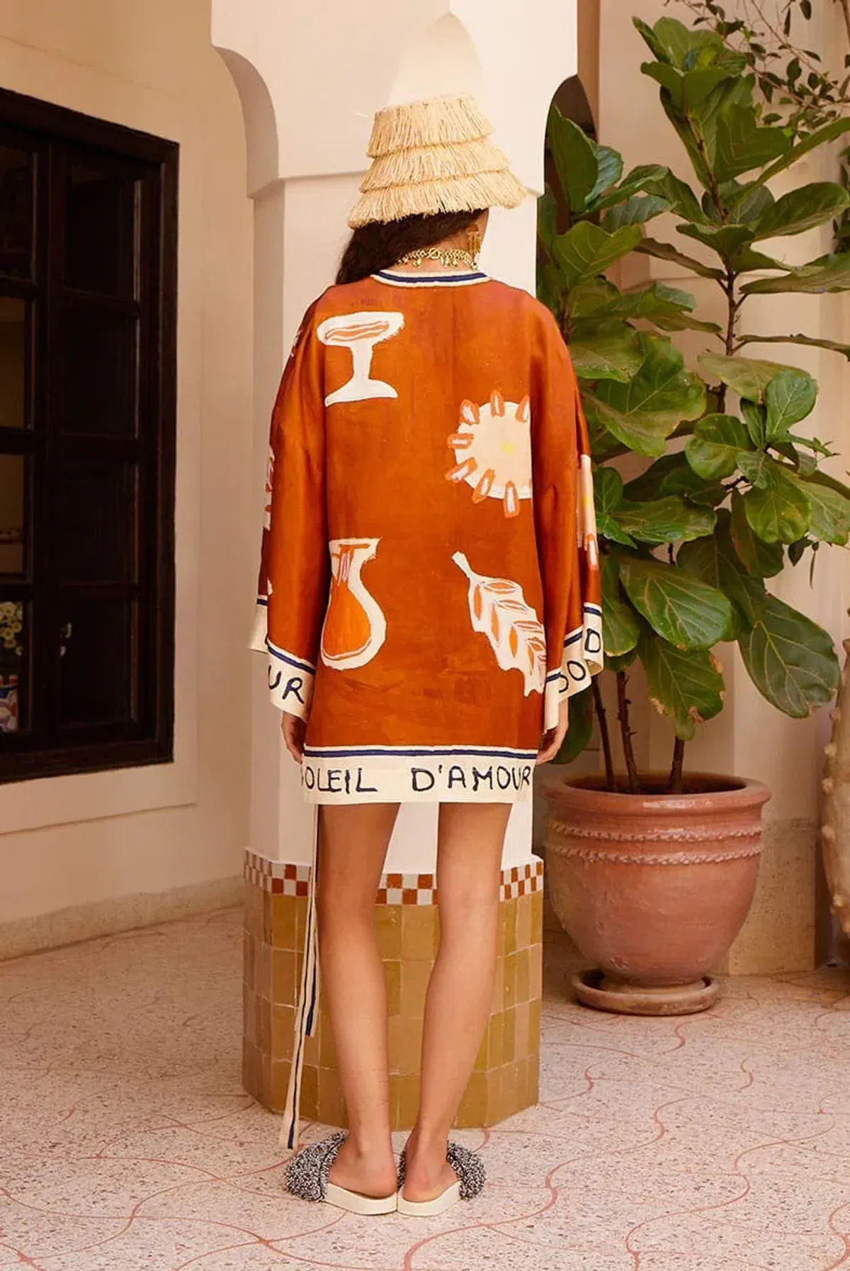 ALEMAIS Soleil D'Amour Printed Wrap Mini Dress Rust Size 8 AU - Image 6