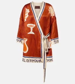 ALEMAIS Soleil D'Amour Printed Wrap Mini Dress Rust Size 8 AU for rent on The Volte - image 13