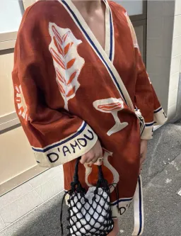 ALEMAIS Soleil D'Amour Printed Wrap Mini Dress Rust Size 8 AU for rent on The Volte - image 2