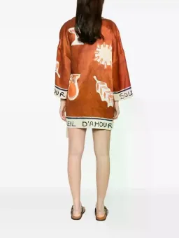 ALEMAIS Soleil D'Amour Printed Wrap Mini Dress Rust Size 8 AU for rent on The Volte - image 20