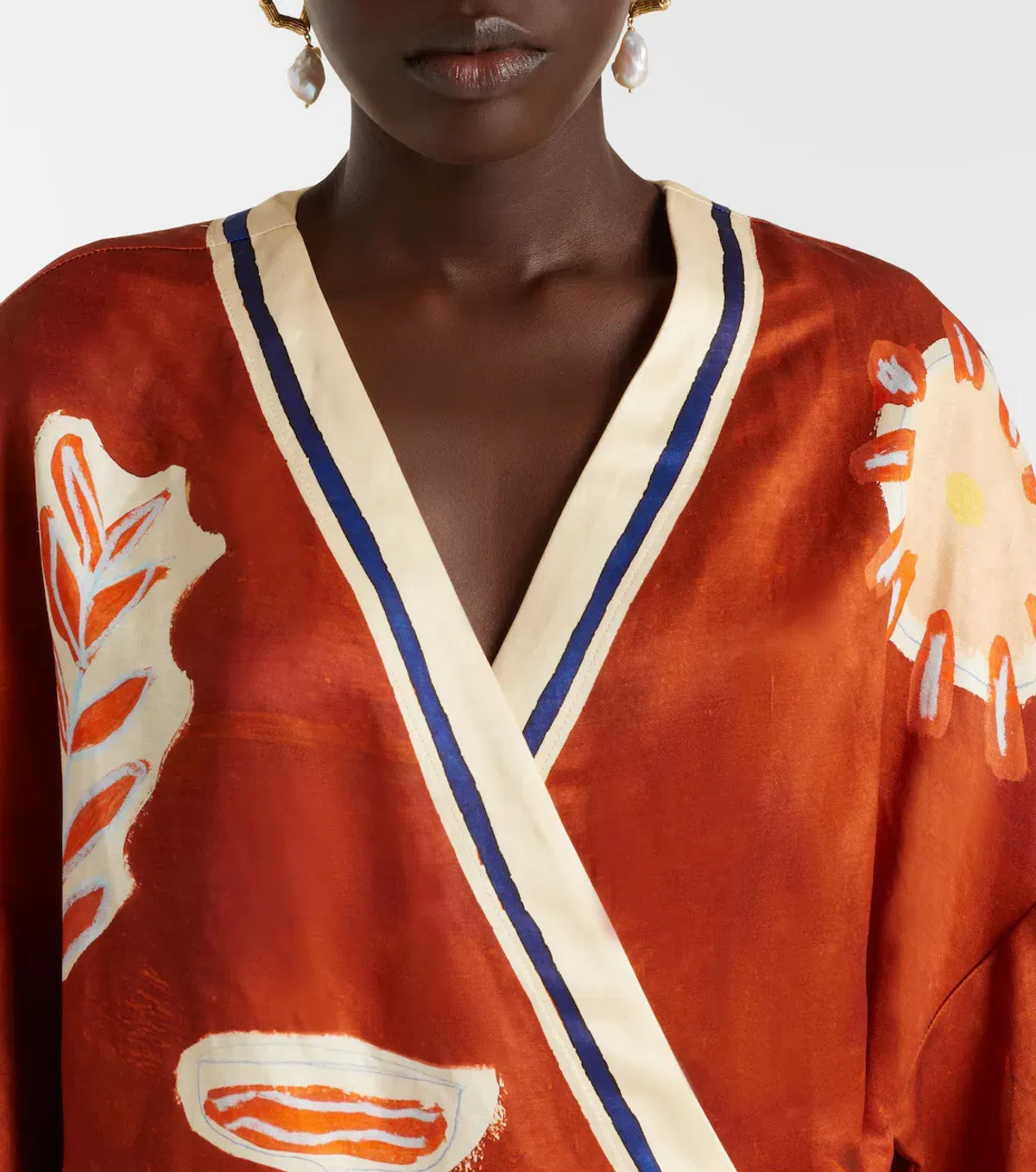 ALEMAIS Soleil D'Amour Printed Wrap Mini Dress Rust Size 8 AU - Image 11