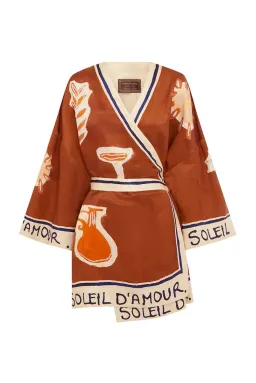 ALEMAIS Soleil D'Amour Printed Wrap Mini Dress Rust Size 8 AU for rent on The Volte - image 8