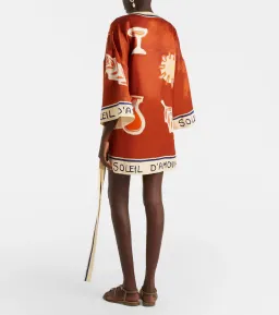 ALEMAIS Soleil D'Amour Printed Wrap Mini Dress Rust Size 8 AU for rent on The Volte - image 12
