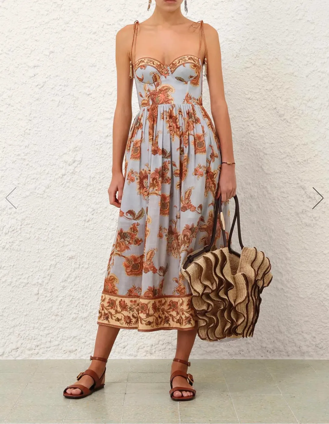 Zimmermann Aster Corset Midi Dress Size 0/8 for rent on The Volte - main image