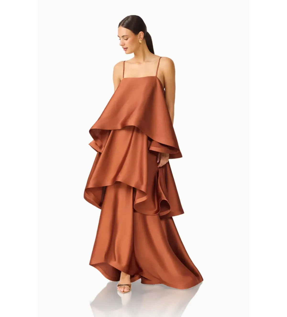 Elliatt Tilly Tiered Maxi Dress in Chestnut Brown Size M/AU10 - Image 2