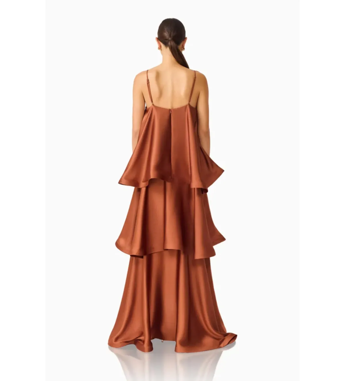 Elliatt Tilly Tiered Maxi Dress in Chestnut Brown Size L/AU12 - Image 3
