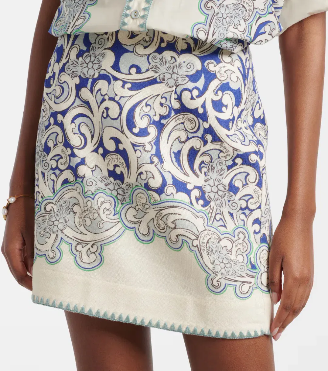 ALEMAIS Delilah Exclusive Shirt & Mini Skirt Set Blue Size 12 AU for rent on The Volte - main image